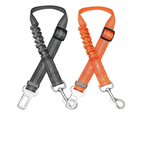 Habicare adjustable vehicle harness for dogs in various colors, featuring secure straps and a comfortable fit for car travel.