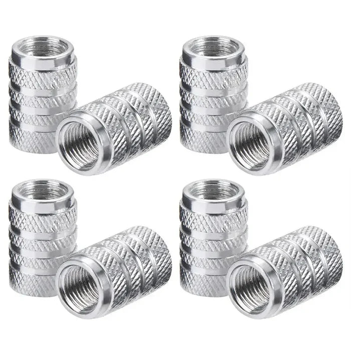 Set of four Habicare aluminium tire valve stem caps in various colors, designed for vehicle wheel valves.