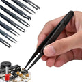 Set of 8 anti-static plastic tweezers for watch repair, featuring precision tips for safe handling of delicate components.