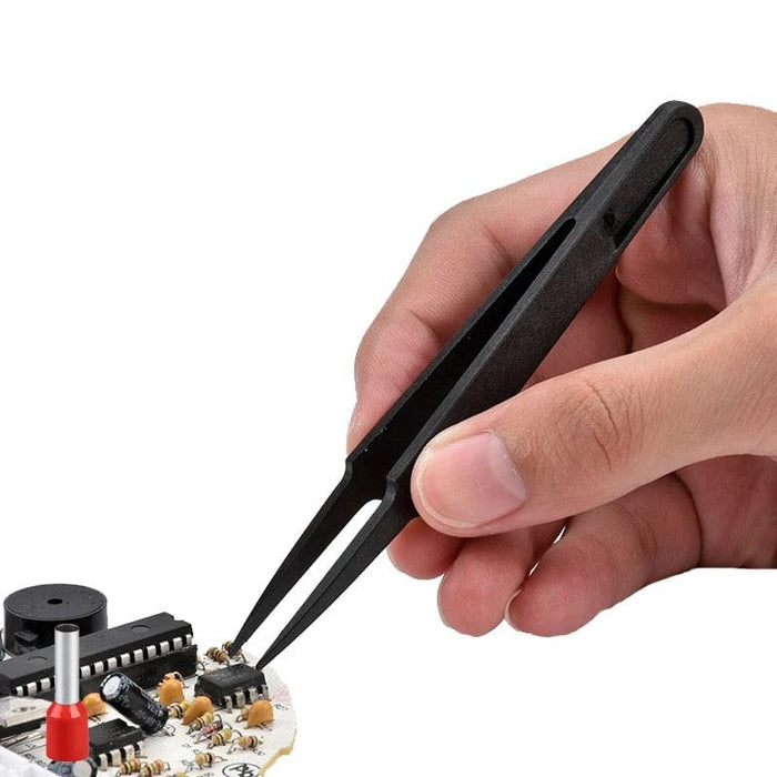 Set of 8 anti-static plastic watch tweezers, precision watch tools for handling delicate watch components.