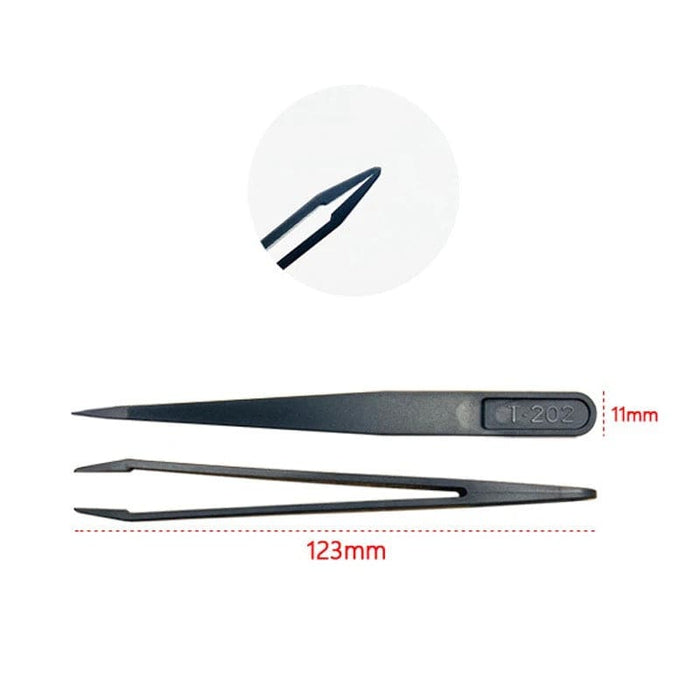 Set of 8 anti-static plastic watch tools tweezers from That Watch Shop, ideal for delicate watch repair and handling.