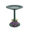 Antique-style Habicare bird bath in green and other colors, stainless steel construction, decorative outdoor garden accessory