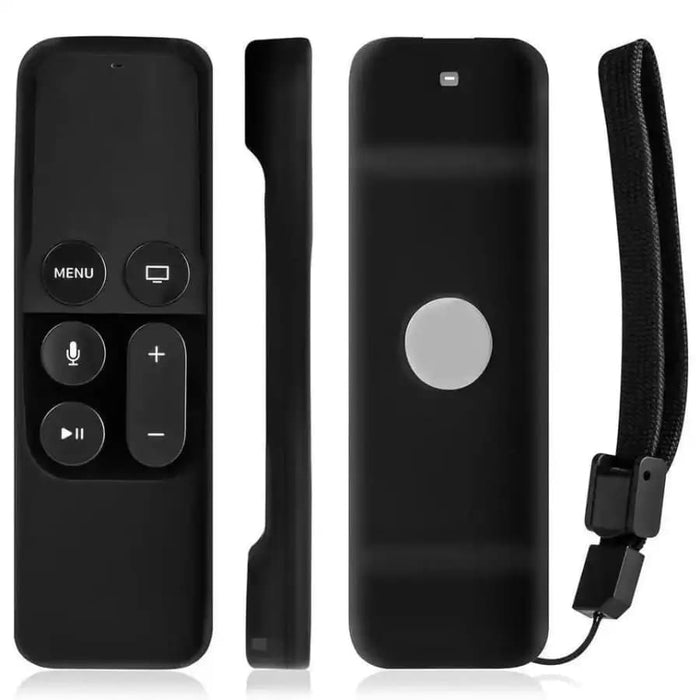 Black Apple TV 4th Gen remote cover by 9eight5, made of durable material, designed to protect and customize the remote control.