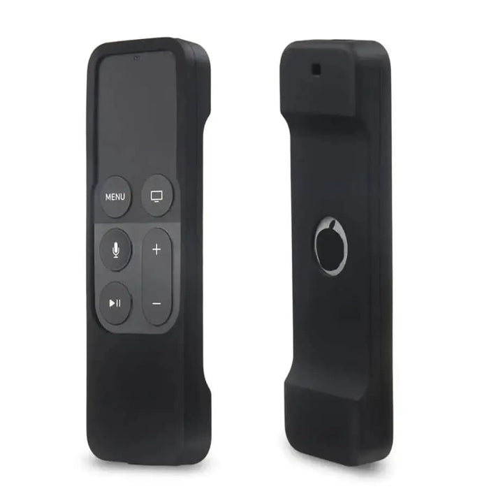 Black 9eight5 Apple TV 4th Gen remote cover, protective electronics accessory for Apple TV remote control.