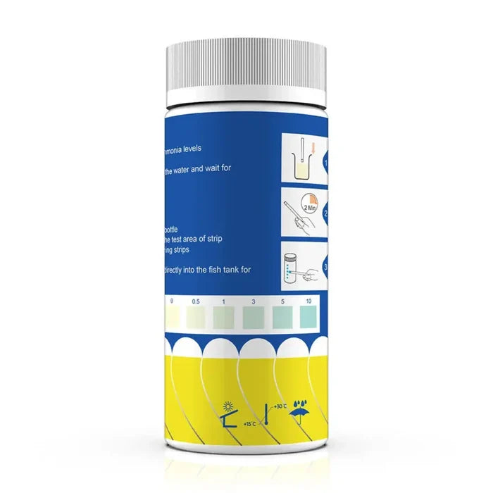 Habicare HBC Aquarium Water Quality Test Strips for ammonia and nitrogen testing in freshwater and saltwater aquariums