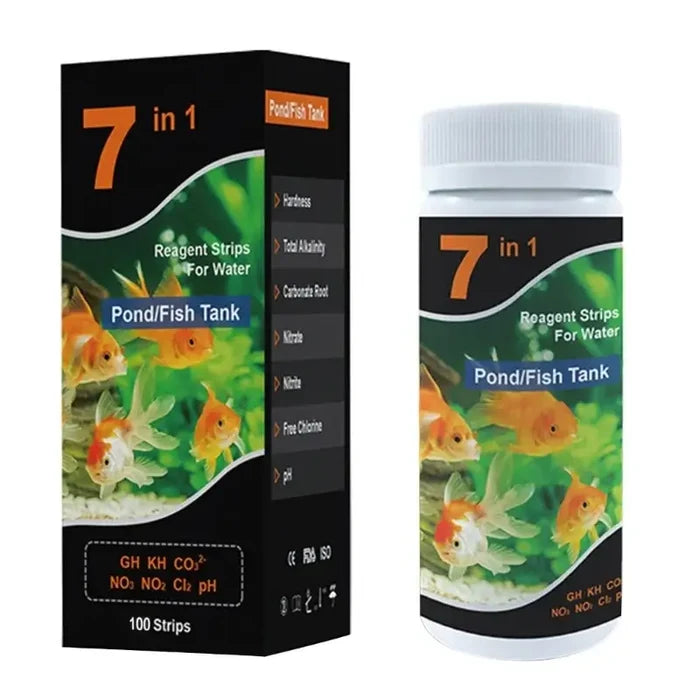 Habicare HBC aquarium water test strips for fish tanks, 50-100pcs 7-in-1 freshwater water quality testing kit