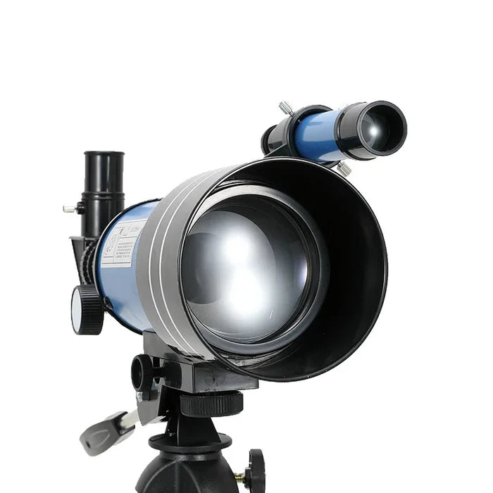 Habicare astronomical telescope in black with high magnification lens and finder, ideal for stargazing and astronomical observation.