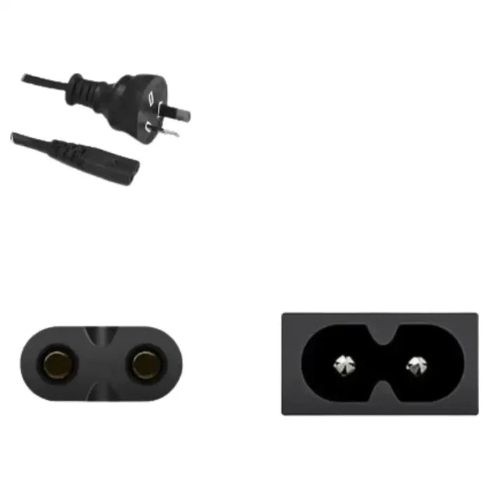 Habicare 9eight5 AU plug IEC C7 figure-8 power cord for laptops, showing the cord with AU plug and C7 connector.
