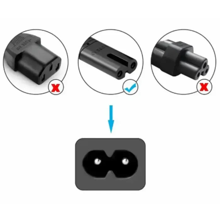 Habicare 9eight5 AU Plug IEC C7 figure-8 power cord for laptop, with black cable and AU power plug, suitable for portable devices