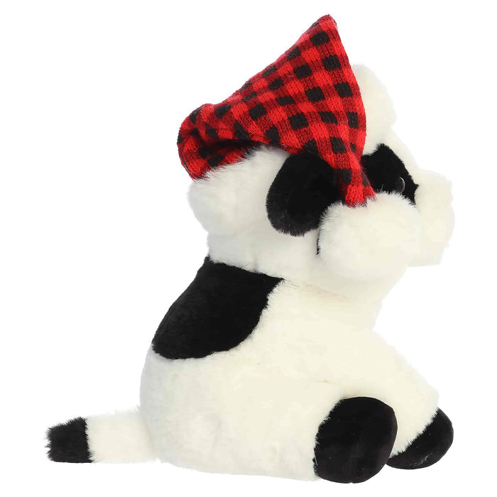 Aurora Plush 9 Inch Frosty Farm Black & White Cow Holiday Plush Toy