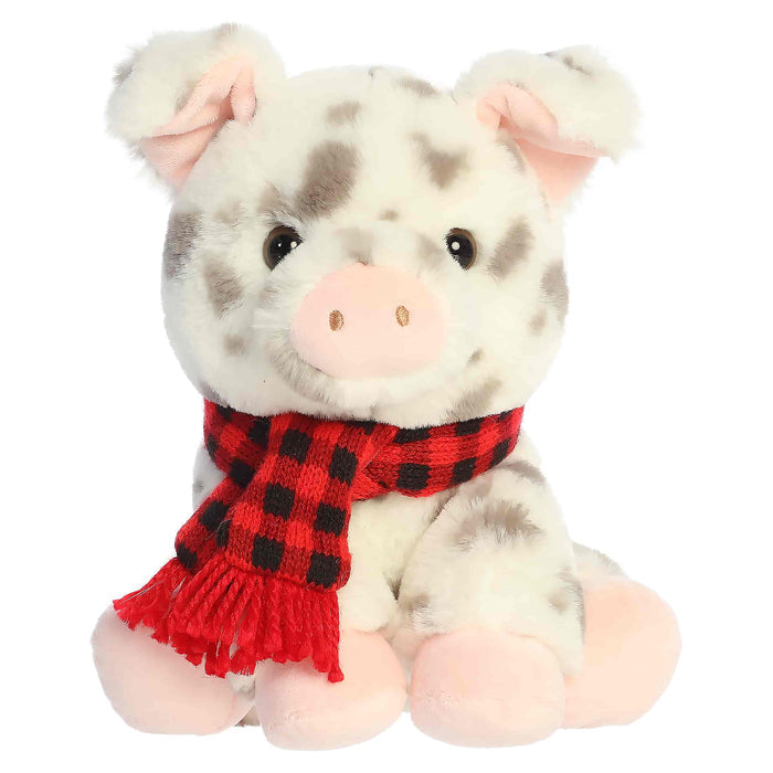 Aurora Plush 9 Inch Frosty Farm Spotted Pig Holiday Plush Toy