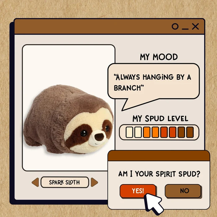 Aurora Plush Spudsters 10 Inch Spark Sloth Plush Toy