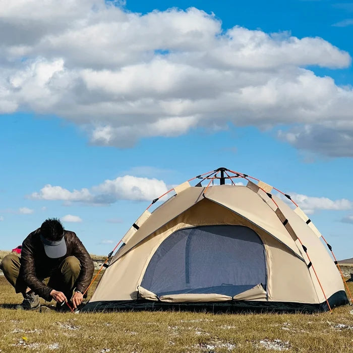 Habicare SS automatic quick-open camping tent in compact design, ideal for outdoor camping and easy setup in two available sizes.