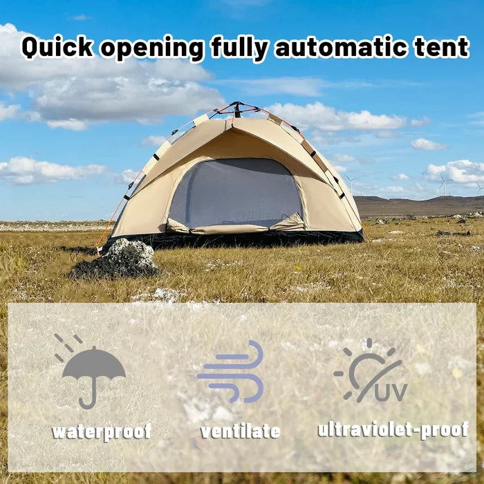 Habicare automatic quick-open camping tent in size SS, lightweight and easy to set up, ideal for outdoor camping adventures