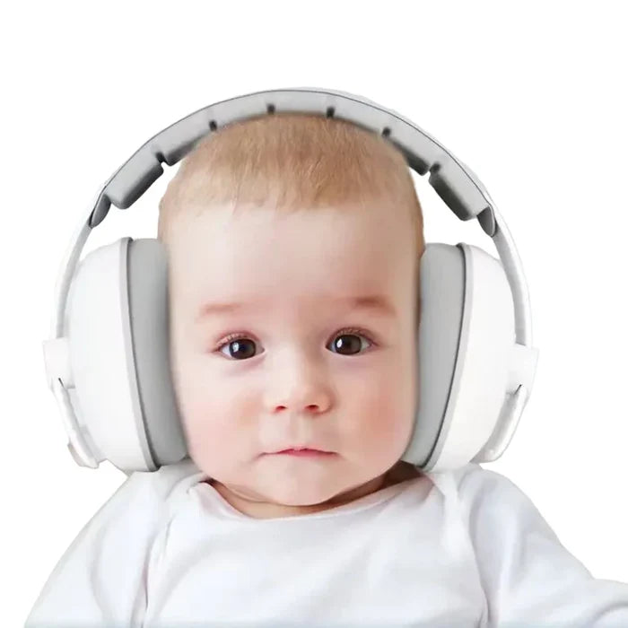 Habicare Baby Ear Protection Earmuffs in three colors, comfortable noise-canceling earmuffs for infants and young children.