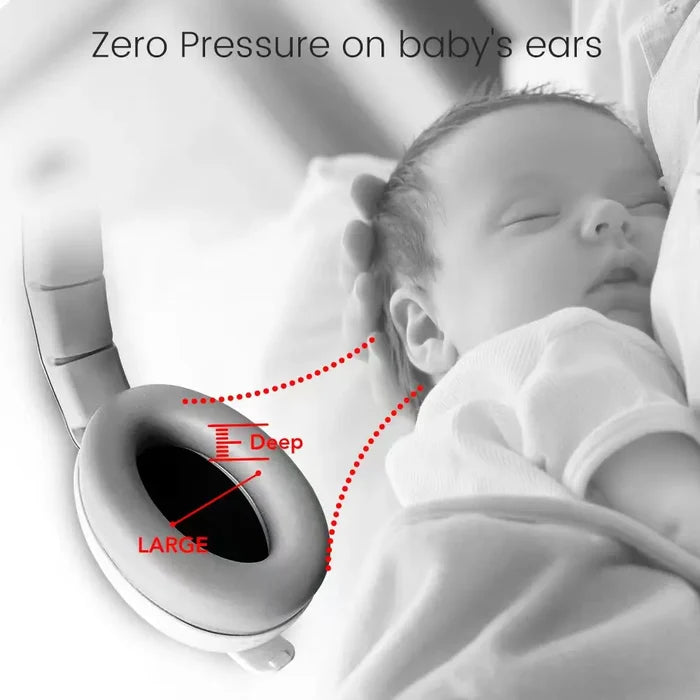 Habicare Baby Ear Protection Earmuffs in three colors, soft padded ear cups for noise reduction and comfort for infants.
