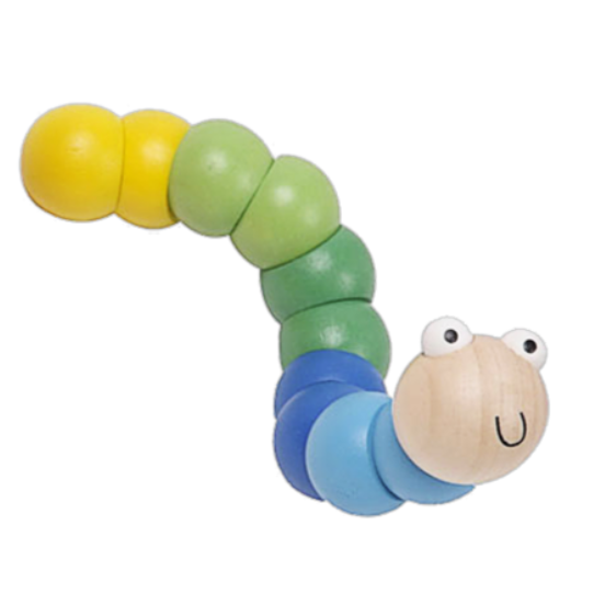 Baby Ganz 6.5 Inch Wooden Twisty Worm - Flexible Fidget Toy for Babies