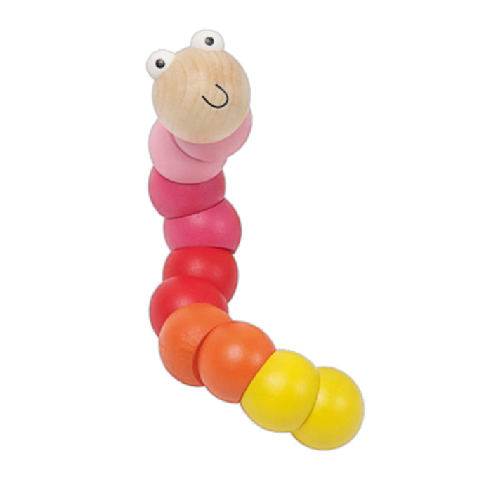 Baby Ganz 6.5 Inch Wooden Twisty Worm - Flexible Fidget Toy for Babies