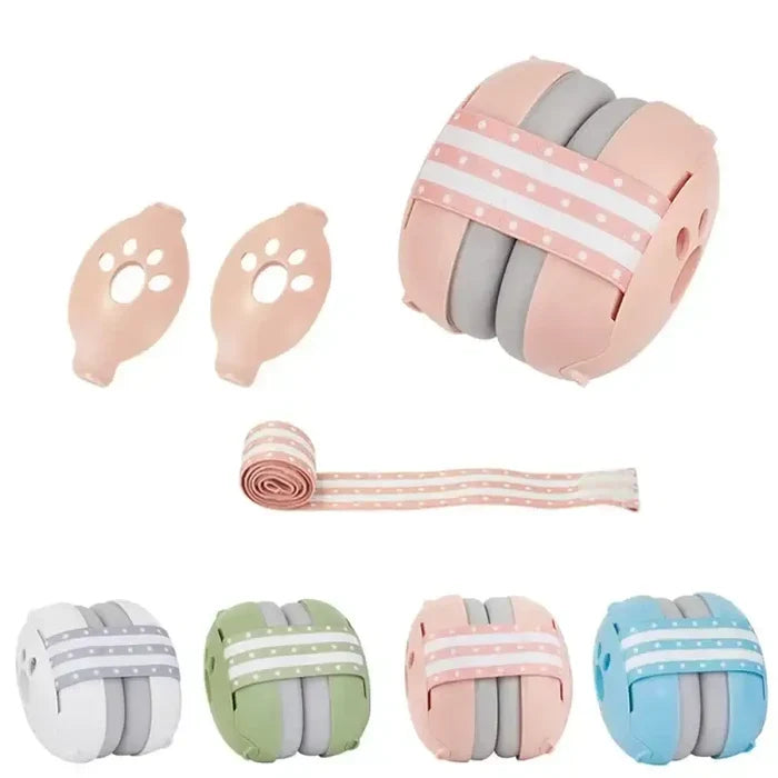 Habicare Baby Noise Reduction Earmuffs in various colors, designed to protect infants' ears from loud sounds.