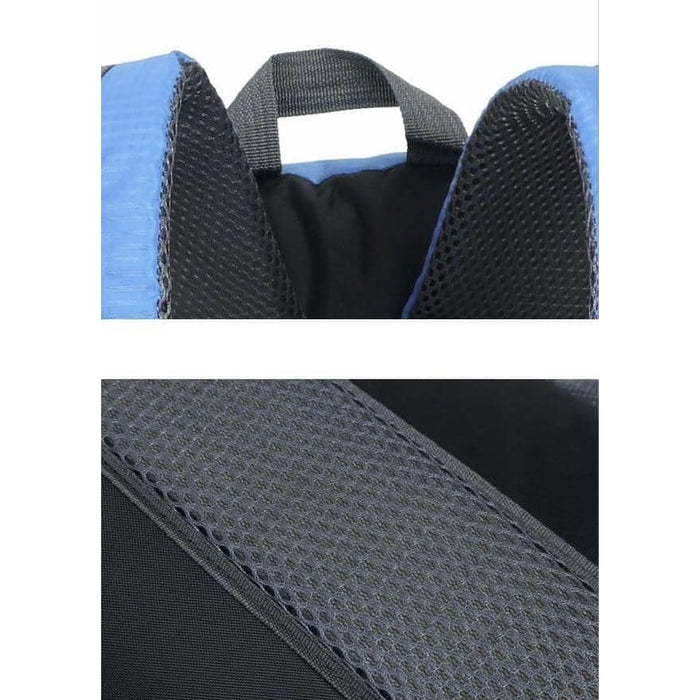 Blue and black 9eight5 backpack with multiple compartments, adjustable straps, and sturdy design for everyday use.