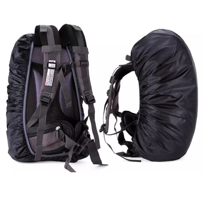Black waterproof backpack cover for 9eight5 backpack, protects 35L backpack from rain and moisture.