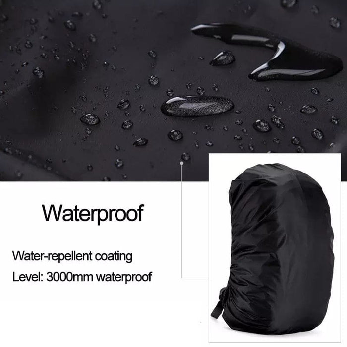 Black waterproof backpack cover by 9eight5 designed for 35L backpacks, protecting against rain and moisture.