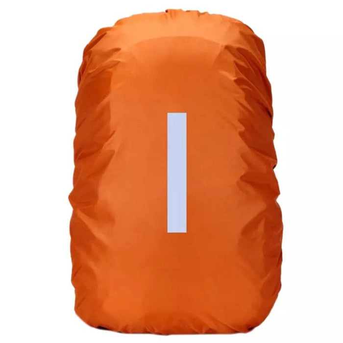 Orange 9eight5 waterproof backpack cover for 45L backpacks, protecting gear from rain and moisture during outdoor activities.