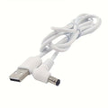 White 1m Barrel Jack Power Cable with elbow connector, 5.5mm x 2.1mm for electronics charging, by 9eight5.
