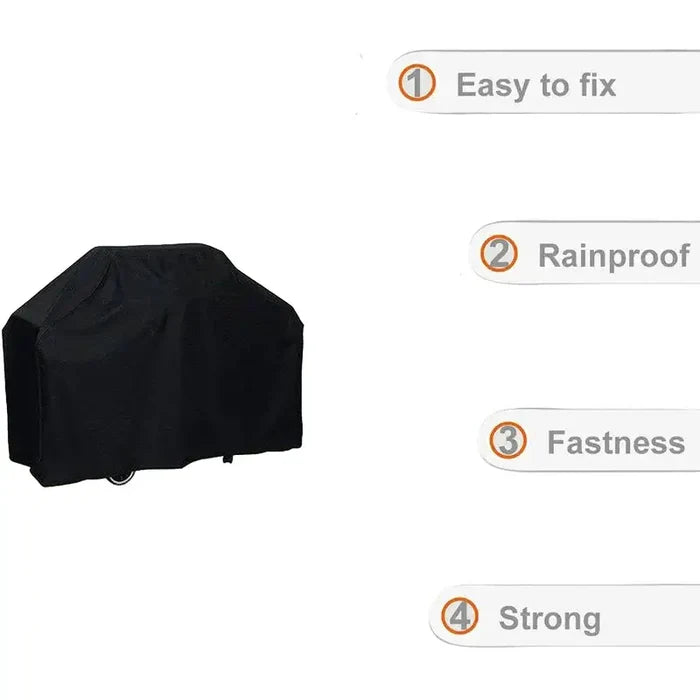 Heavy duty SS BBQ grill cover in various sizes, designed to protect outdoor grills from weather and damage.
