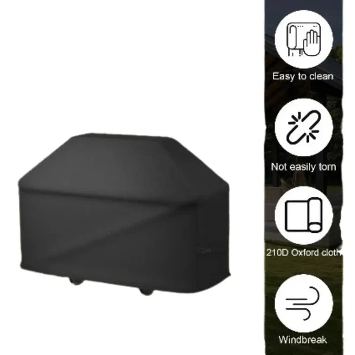 Heavy-duty black SS BBQ grill cover by Habicare, designed to protect outdoor grills from weather and debris.