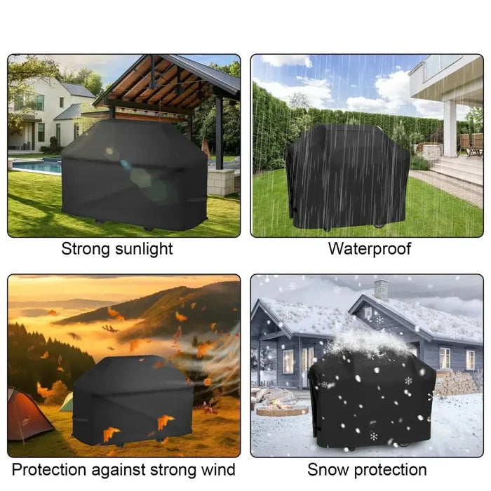 Heavy-duty black SS BBQ grill cover from Habicare, designed to protect a grill from weather and outdoor elements.