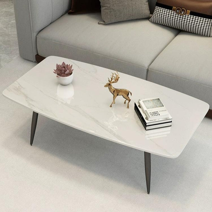 Modern Berlynoak coffee table by sue-e furniture with a sleek sintered stone top and minimalist wooden legs.
