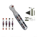 Habicare HBC bidirectional right-angle ratchet screwdriver set with ergonomic handles and multiple bits for versatile fastening tasks.