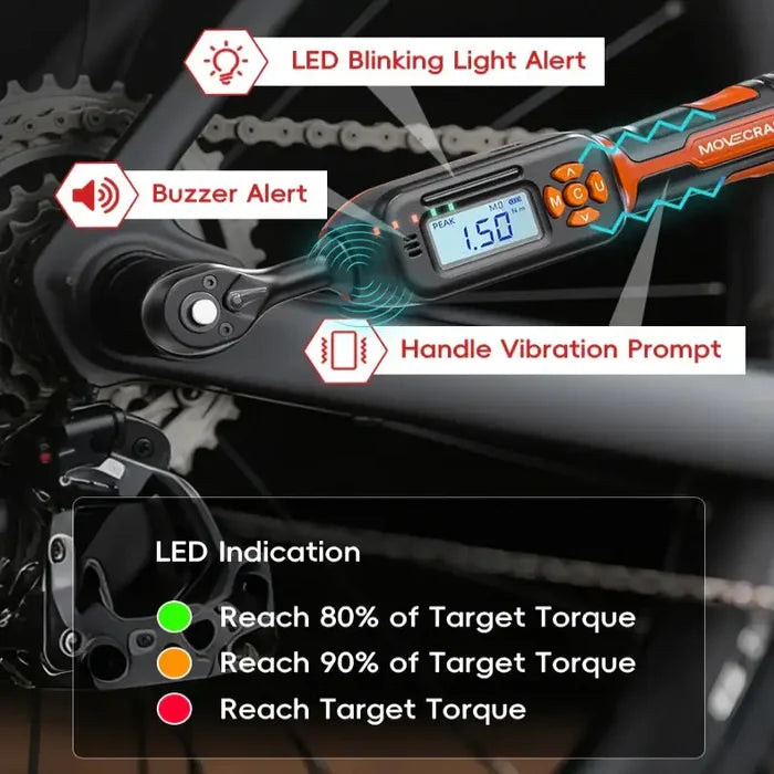 HBC Habicare 40-piece bike digital torque wrench set with 1/4-inch drive, including various sizes for precise bicycle maintenance.