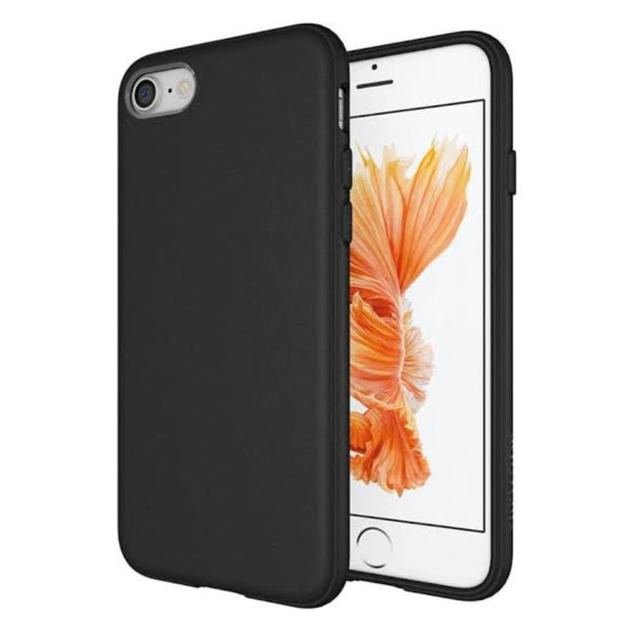 Black 9eight5 iPhone 7/8 phone case showing smooth matte finish and snug fit around the device.