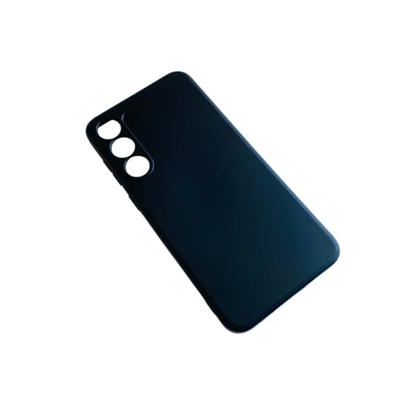 Black 9eight5 phone case for Samsung Galaxy S23 Plus, featuring slim protective design and precise cutouts.