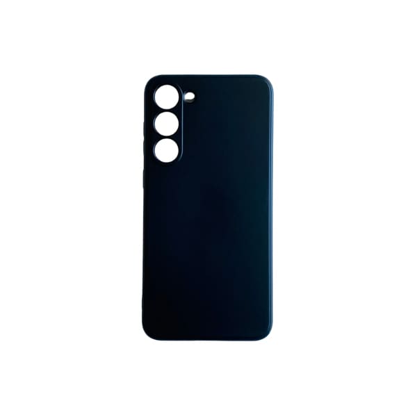 Black 9eight5 phone case for Samsung Galaxy S23 Plus, slim protective cover with precise cutouts and a sleek design.