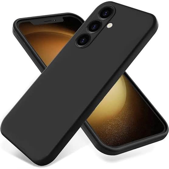 Black 9eight5 phone case for Samsung Galaxy S24 FE, slim protective cover with precise cutouts and textured finish.