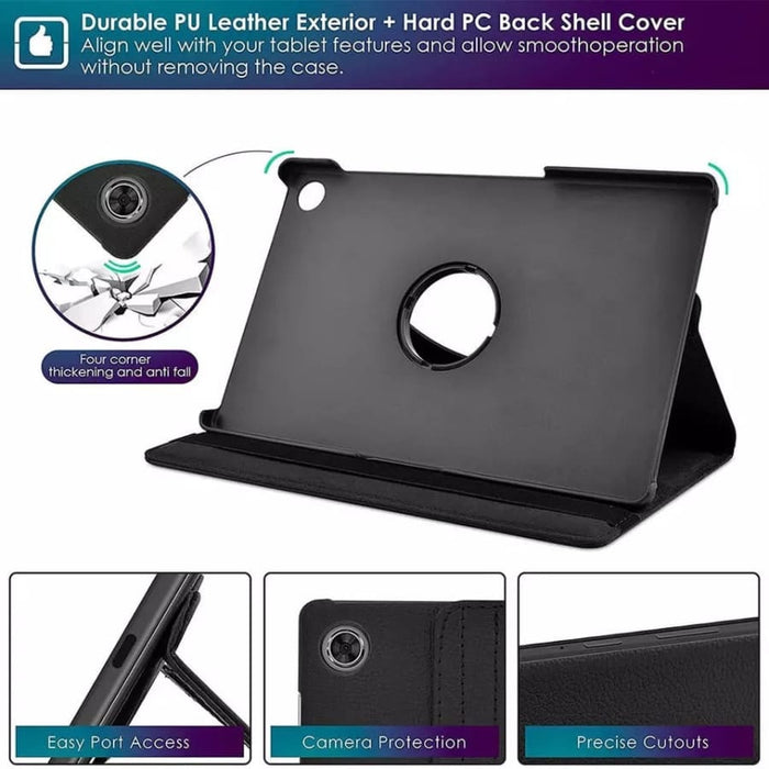 Black protective cover for Samsung Galaxy Tab A8 10.5-inch (2021), X200/X205 model, made by 9eight5, shown on tablet device.