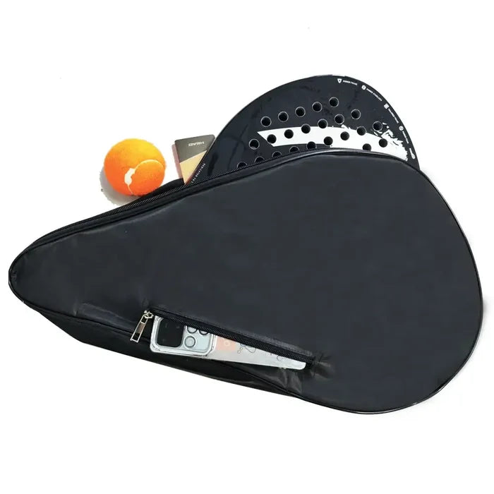 Black Habicare 9eight5 padel racket bag with multiple compartments, designed for carrying rackets and accessories.