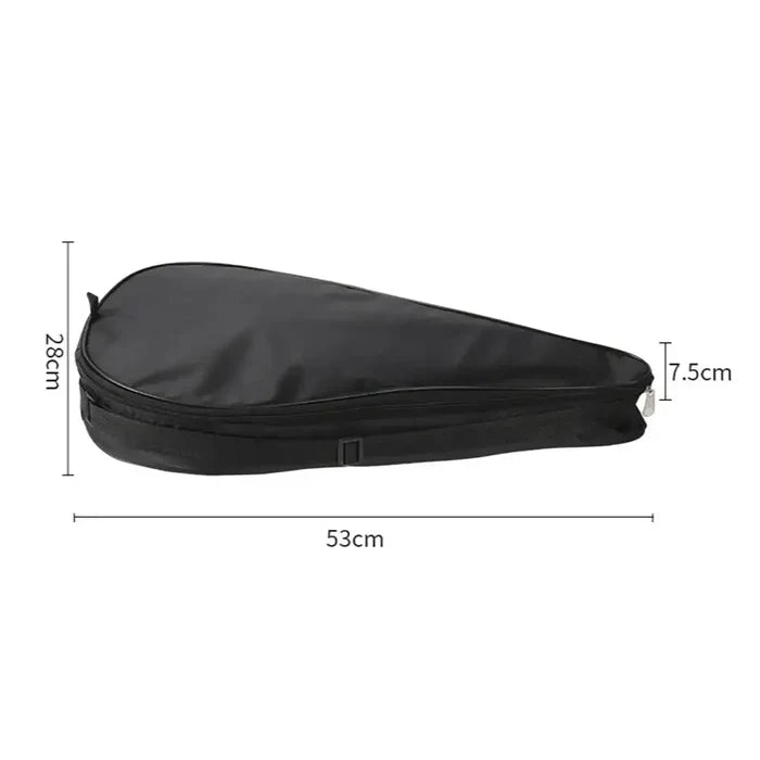 Black 9eight5 Habicare padel racket bag with multiple compartments and padded straps for comfortable carrying.