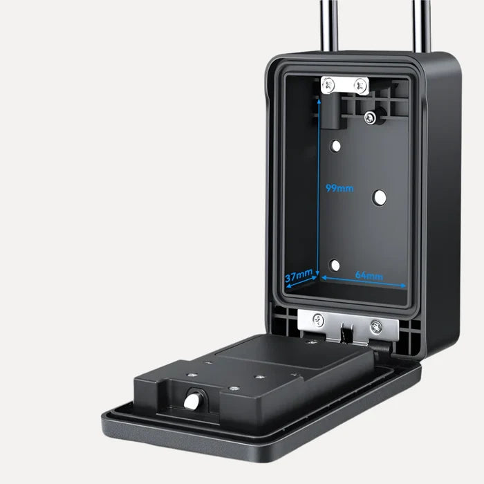 Habicare Bluetooth fingerprint key lock box showing digital keypad and fingerprint scanner for secure key storage