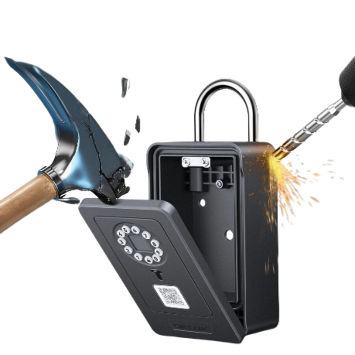 Habicare Bluetooth fingerprint key lock box with digital keypad and fingerprint scanner for secure storage.