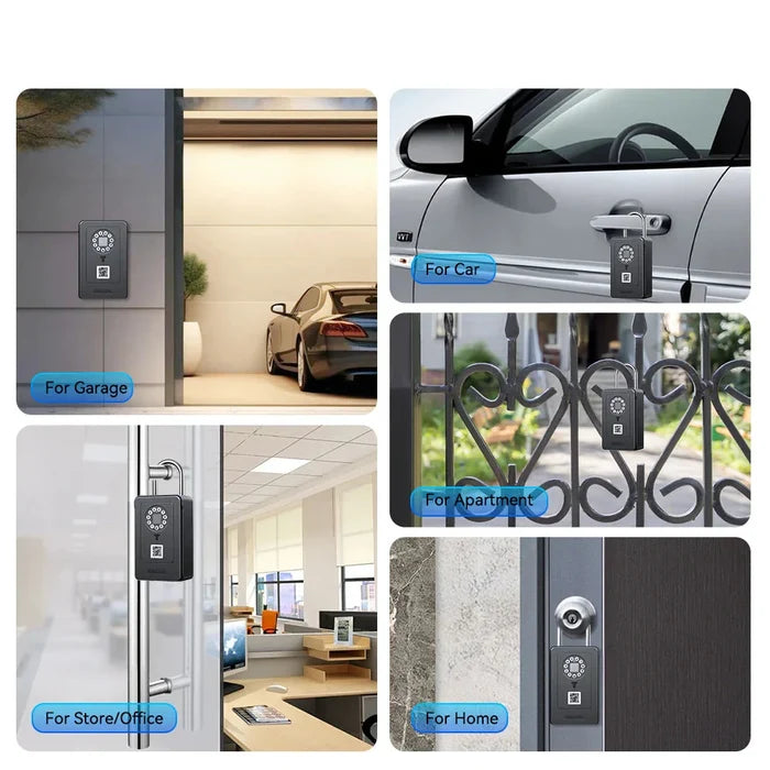 Habicare Bluetooth Fingerprint Key Lock Box with digital keypad and fingerprint scanner for secure key storage.