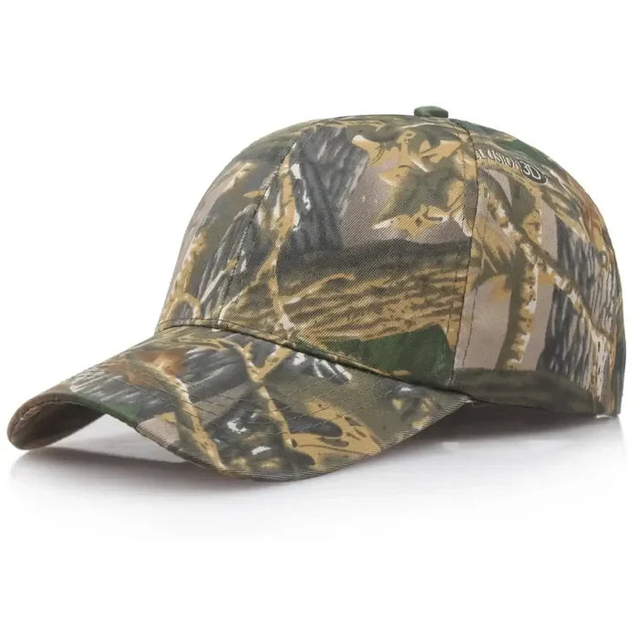 Breathable camouflage cap by Habicare, quick-dry outdoor baseball hat with camo print for hunting or outdoor activities.