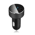 Black 9eight5 car charger with LED voltmeter display for phones and tablets, compact and easy to use in vehicle accessories.