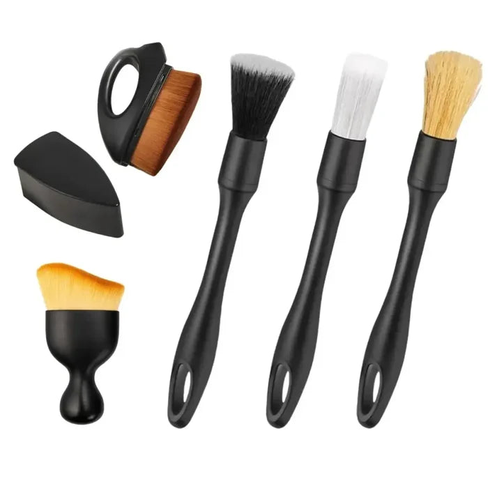 HBC Habicare car detailing brush set includes 4-5 brushes for cleaning interior and exterior vehicle surfaces.