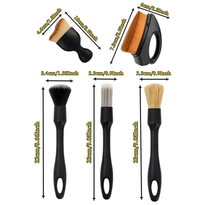 Habicare HBC car detailing brush set with 4-5 brushes for cleaning car interiors and exteriors, durable and easy to use.