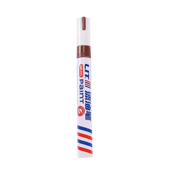 Habicare Car Scratch Repair Pen waterproof in coffee color, 12 available shades, showing the pen and a car surface with a scratch.