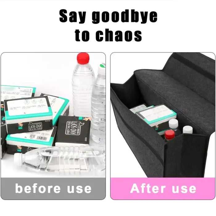 Large-capacity Habicare HBC car storage box with non-slip design, portable organizer for vehicle interior storage.